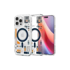 Spigen コラボレーション iPhone 16 Pro ケース 半透明 MagSafe対応 米軍MIL規格 ウルトラ・ハイブリッド・マグフィット ACS08726 (ホワイト/アナログ) 0
