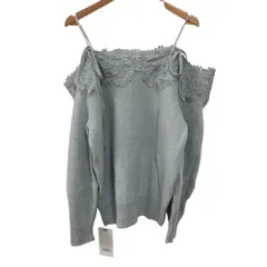 未使用 24AW SNIDEL スナイデル レーストリミングオフショルプルオーバー ニット カットソー セーター SWNT244047 F ライトブルー レディース 古着 中古 USED