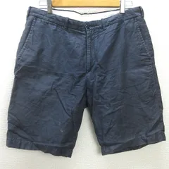 H■ユナイテッドアローズ/UNITED ARROWS B&Y リネンブレンド コットンチノショーツ ハーフパンツ【XL】紺/MENS■56【中古】