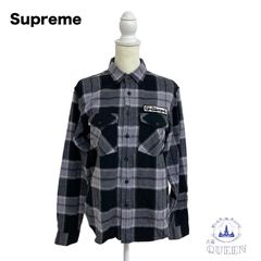 ☆美品☆ Supreme シュプリーム チェックシャツ ネルシャツ 長袖 胸ポケット ワッペン メンズ ブラック チェック S v-105 送料無料