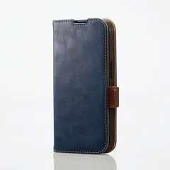 iPhone 14 Pro 用ソフトレザー ケース手帳型 マグネット付き ネイビー色1個