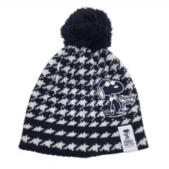 【超美品】パーリーゲイツ×PEANUTS ニット帽 ネイビー×白 スヌーピー ボンボン付き FR  ゴルフウェア PEARLY GATES