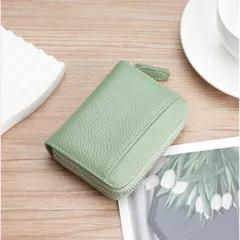 折り財布　ミニ財布 メンズ レディース 大容量コインケース 小銭入れ じゃばら カードケース　グリーン色