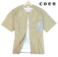※月303新品▼ ユナイテッドアローズ コーエン COEN × SMITH'S ノーカラー 半袖シャツ 【 M 】 バンドカラー 別注 サマー ベージュ系
