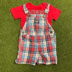 キッズ古着　85cm MLB   エンゼルス大谷モデル　Tシャツ　18M    オシュコシュ　チェック柄　ショートオール　セット