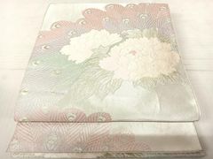 平和屋着物◎六通柄袋帯　唐織　孔雀花文　金銀糸　正絹　逸品　AAAR8397yx