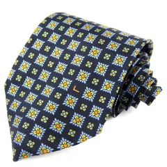 ランセル ブランドネクタイ 総柄 格子柄 シルク メンズ ネイビー LANCEL 【中古】