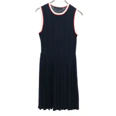 ブルックスブラザーズ ニット ノースリーブ ロングワンピース S ネイビー Brooks Brothers プリーツ切切り替え レディース