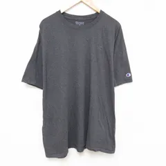 XL/古着 チャンピオン champion 半袖 ブランド Tシャツ メンズ ワンポイントロゴ 大きいサイズ クルーネック 濃グレー 霜降り 25jun19 中古