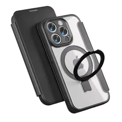 【Magsafe対応 多機能スタンド】smhokesu iPhone 14 Pro Max 用 ケース 手帳型 MagSafe対応 いphone14Promax ケース リング＆スタンド切り替え ワイヤレス充電対応 カード収納1枚 マグネット式 背面透明P 1