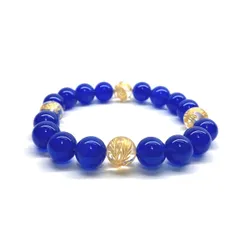 10mm 四神獣金彫水晶×青瑪瑙 パワーストーン ブレスレット天然石 運気上昇 開運 金運 恋愛運 お守り 青龍 白虎 玄武 朱雀 シンプル メンズ・レディース 男性・女性 数珠ブレス 開運 ■