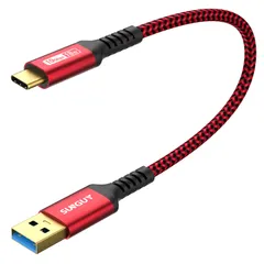 SUNGUY USB Type C ケーブル 0.3M USB3.1 Gen2 10Gbps データ転送 タイプ c 高速充電 USB-A to USB-C 短い 30cm 金メッキコネクタ Android Auto対応 ナイロン編み 高耐久性 galaxy