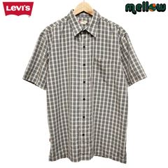 リーバイス Levi's RED TAB 半袖 シャツ チェック柄  ベージュ×ネイビー  サイズ：メンズ M  総柄 古着 【中古】