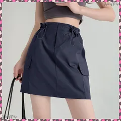 送料無料 カーゴスカート ミニスカートハイウエスト ワークスカート ショート丈 ドローコード 台形スカート おしゃれタイトスカート インナーパンツ付き 韓国カジュアル 春夏 着やせミニスカパン 美脚ボトムス細見え カッコイイボトムス