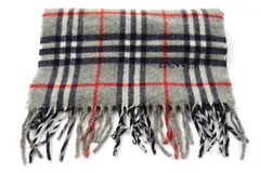 ランバン マフラー チェック柄 ウール ブランド レディース メンズ グレー/ネイビー LANVIN 【中古】