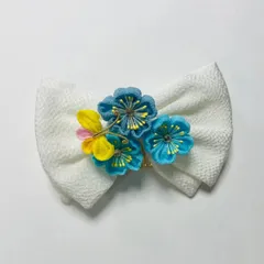 ME-A-29【新品】成人式 振袖 髪飾り 花 振袖用 つまみ細工  リボン コーム  コサージュ  和装 アクセサリー  水色 黄色 白  / 前撮り 七五三 753 浴衣 袴 入学式 卒業式 結婚式 ブライダル 披露宴 和風 洋風