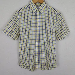 Ralph Lauren ラルフローレン 半袖チェックシャツ 総柄 ホワイト マルチカラー 160サイズ メンズ 古着 アメカジ