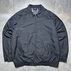 CHAPS  90s  スウィングトップ  XL size  ブラック  黒  胸元 刺繍 ロゴ  裏地チェック  襟 ブラウン  茶色  ピーチスキン  チャップス  ジャケット  古着