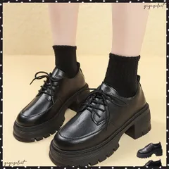 ローファー レディース 厚底 編み上げ チャンキーヒール レザー調 美脚くつ マニッシュ ボリュームソール クラシック 疲れない おしゃれ 通勤通学 ドレスシューズ メイド靴 お嬢様 韓国ファッション