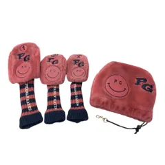 PEARLY GATES パーリーゲイツ  ボアヘッドカバー 4点セット ニコちゃん ボーダー柄 ピンク系 DR FW UT IR [240101401990] ゴルフウェア ストスト