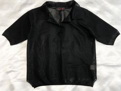 キャバン CABaN  ナイロン ポリエステル ポロスキッパー 半袖 シアーポロシャツ  トップス　黒　ブラック　F  フリーサイズ