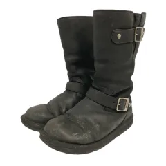 アグ オーストラリア UGG australia ブーツ エンジニア ブーツ レザー ムートン ミドル丈 US6/23cm 黒 ブラック