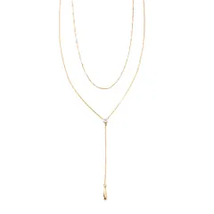 【ゴールド×ワンサイズ】[Cream dot. クリームドット公式] ネックレス レディース 2点セット 金属アレルギー ニッケルフリー ショート 極細 スキンジュエリー チェーン パール y字 ドロップ 大人 