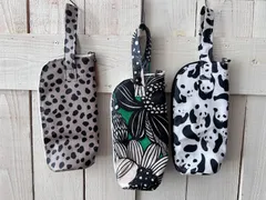 ラミネートのペットボトルケース　保冷シートで冷たさもキープ　パンダ柄　ダルメシアン柄　緑に花柄