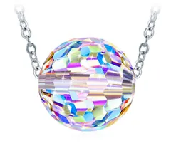 スワロフスキーネックレス クリスタル 水晶 レインボー 球 シルバー925 銀