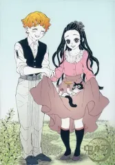 【中古】キャラカード 我妻善逸＆竈門禰豆子 「鬼滅の刃 吾峠呼世晴原画展 箔押しイラストカードコレクション」