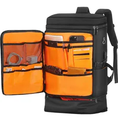 【在庫処分】防災 男女兼用 学生 通勤 アウトドア登山 30L USB充電ポート付き 靴/弁当収納 拡張機能 2層式 防水17インチPC バックパック スクエア型 リュックサックビジネスリュック 旅行 スポーツリュック 大容量 メンズ リュック [AISFA]