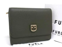■美品■ FURLA フルラ レザー 三つ折り 財布 ウォレット 札入れ 小銭入れ カード入れ メンズ レディース グリーン系 DG9272