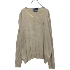 Polo Ralph Lauren コットンニット セーター XL ライトベージュ ポロラルフローレン ロゴ 古着卸 アメリカ仕入 a612-6091