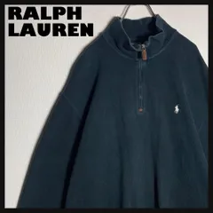 【XLサイズ】RALPH LAUREN ハーフジップスウェット 刺繍ロゴ 黒