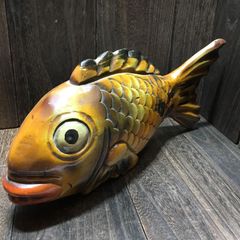 鯉の木彫り、木彫り鯉、鯉の彫刻、 鯉の横木、自在鉤横木、鯉の置き物
