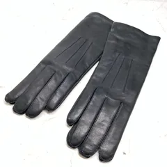 f001 B 未使用 COACH コーチ レザー グローブ 羊革 手袋 サイズ：7 カシミヤ ブラック レディース