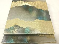平和屋着物◎六通柄袋帯　霞文　金糸　引箔　正絹　逸品　AAAS9726yx