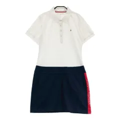 サイズ：L TOMMY HILFIGER GOLF トミー ヒルフィガーゴルフ  半袖ポロワンピース ロゴ総柄 ホワイト系 [240101446302] ゴルフウェア レディース ストスト