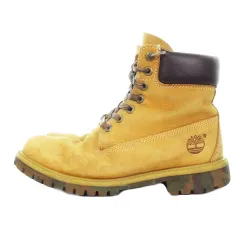 ティンバーランド Timberland 6インチブーツ ワーク ミドル ハイカット カモアウトソール 迷彩シューレース ヌバック 8.5 26.5cm イエロー キャメル 6717B 3240 /AH3 ■GY01
