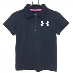 アンダーアーマー 半袖ポロシャツ ネイビー×白 胸ロゴ刺しゅう レディース SM(S) ゴルフウェア UNDER ARMOUR