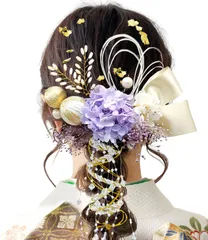 振袖 プリザーブドフラワー 結婚式 和装 金箔 卒業式 袴 紐アレンジ ドライフラワー 水引 髪飾り 髪飾り 和玉 成人式 9色展開 A1600 [JZOON]