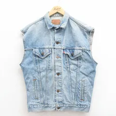 M/古着 リーバイス Levis デニム ベスト メンズ 90s コットン 紺 ネイビー 25aug09 中古 アウター