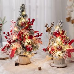 クリスマスツリー 卓上 ミニクリスマスツリー 卓上 45cm 人工松 雪化粧 クリスマス装飾 ミニツリー クリスマスツリー 小さい ledイルミネーションライト 電池式 オーナメント付き LEDライト付き おしゃれ 高級 雰囲気 商店 部屋 プレゼント
