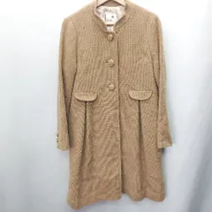 ■ earth music&ecology 長袖 ノーカラーコート サイズM キャメルブラウン レディース E  【1408060001576】