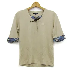 バーバリーロンドン 半袖Ｔシャツ トップス チェック柄 レースアップ レディース Lサイズ ベージュ BURBERRY LONDON 【中古】