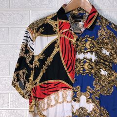 ザラ　バロック調　スカーフ　レーヨン　半袖シャツ