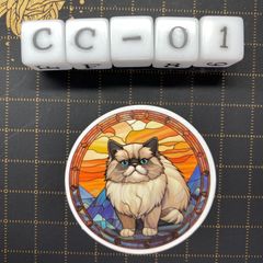 방수 스티커 고양이 스테인드 글라스 스타일 일러스트 멋진 CC-1