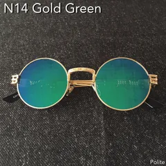 【透明Transparency】 サングラス 丸 グリーン ゴールド