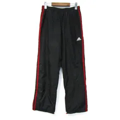 アディダス ロングパンツ ジャージ下 スポーツウエア ボトムス 黒 レディース Sサイズ ブラック系×レッド系 adidas 【中古】