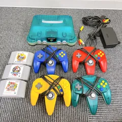 ＋【通電確認済み】【美品】Nintendo64 クリアブルー 本体 コントローラー、ソフト、ケーブルセット【ゲーム機本体】【3】